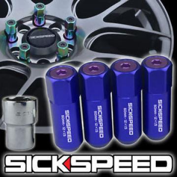 4 BLUE/PURPLE CAPPED ALUMINUM EXTENDED TUNER LOCKING LUG NUTS WHEELS 12X1.5 L20