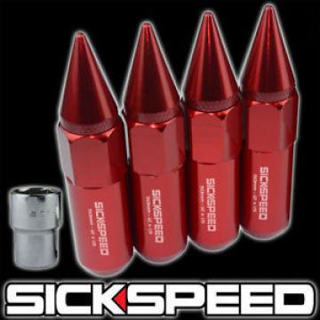 SICKSPEED 4 PC RED SPIKED ALUMINUM 60MM LOCKING LUG NUTS WHEELS/RIM 12X1.5 L02