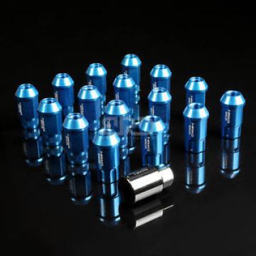 NRG ANODIZED ALUMINUM OPEN END TUNER WHEEL LUG NUTS LOCK M12x1.25 BLUE 16PC+KEY