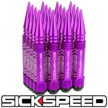 SICKSPEED 16 PC PURPLE 5 1/2&#034; SPIKED LONG STEEL EXTENDED LOCKING LUG NUTS 14X2