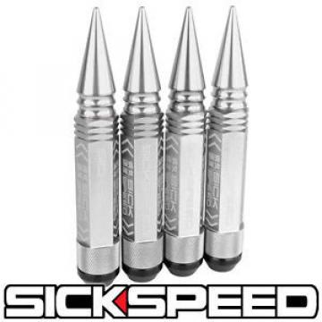 SICKSPEED 4 PC POLISHED 5 1/2&#034; LONG SPIKED STEEL LOCKING LUG NUTS 12X1.5 L02