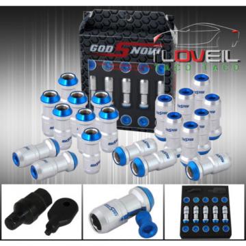 M12 X 1.5 20PC CHROME BLUE LOCK KEY TUNER CNC LUG NUTS PERFORMANCE RACING SET