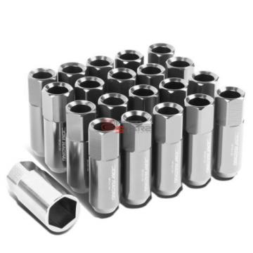 SILVER 60MM ALUMINUM WHEEL RIM LOCK ACORN TUNER LUG NUT+KEY Deville/CTS/DTS/STS