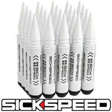 SICKSPEED 20 PC WHITE 5 1/2&#034; LONG SPIKED STEEL LOCKING LUG NUTS 12X1.5 L17