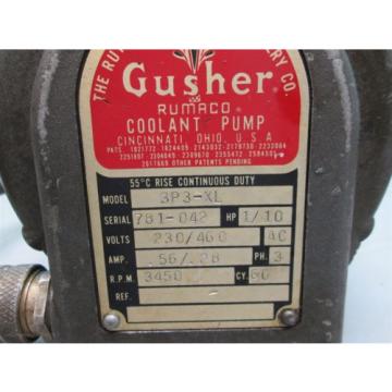 Gusher Model 3P3XL 1/0 hp 3ph 11 1/2&#034; stem Coolant pump New Impellor  Pump