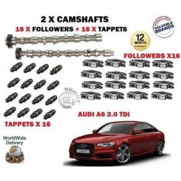 FOR AUDI A6 2.0 TDI 2008-&gt;NEW 2X CAMSHAFT CAM SET &amp; 16x FOLLOWERS + 16 x TAPPETS