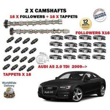 FOR AUDI A5 2.0 TDI 2008-&gt; NEW 2X CAMSHAFT CAM SET &amp; 16x FOLLOWERS + 16x TAPPETS