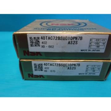 NEW 2 NSK 40TAC72BSUC10PN7B AS2S SUPER PRECISION BEARINGS