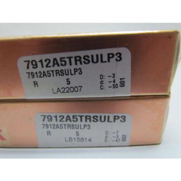 NSK 7912A5TRSULP3 7912A5TR DUL P3 Super Precision Bearings Set of 2