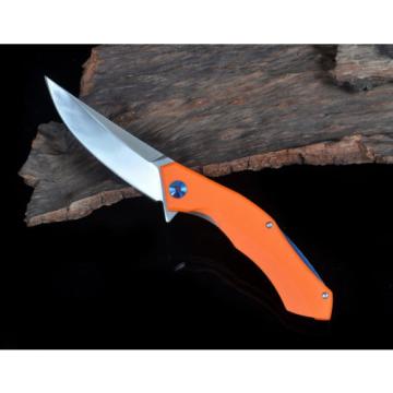 couteau orange g10 griff d2 plain edge flipper bearing jagdmesser knife messer