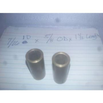 Lot of 2 Oilite Bronze Bushing 7/16 ID x 5/8 OD x 1 1/2 Length Plain Sleeve