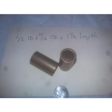 Lot of 2 Oilite Bronze Bushing 1/2 ID x 11/16 OD x 1 1/4 Length Plain Sleeve