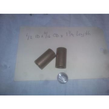 Lot of 2 Oilite Bronze Bushing 1/2 ID x 11/16 OD x 1 1/4 Length Plain Sleeve