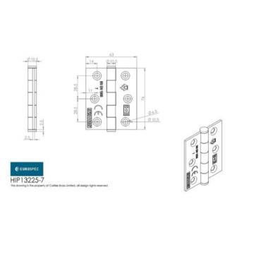 Carlisle Brass - HIP13225 - Eurospec  Grade 7 Plain Bearing Hinge (Pair)