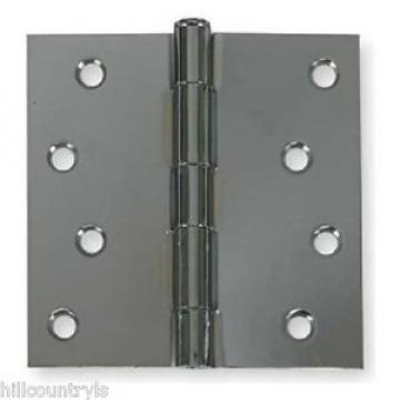 1WAF1 Battalion Door Hinges, Full Mortise, Plain Bearing - 4&#034;X4&#034; - 2 PK- Chrome