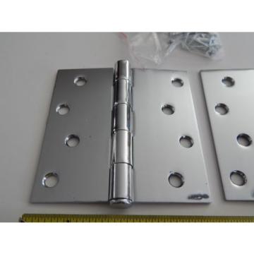 1 pair of Polished Chrome 4&#034; x 4&#034; Plain Bearing Hinges Sq. Corners