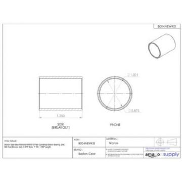 Boston Gear Bear-N-Bronz M141610 Plain Cylindrical Sleeve Bearing, SAE 660 Cast