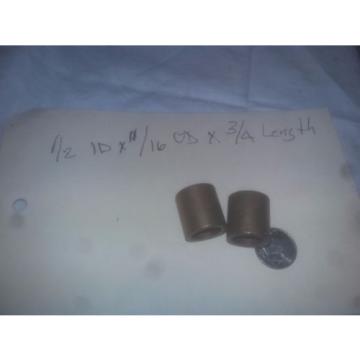 Lot of 2 Oilite Bronze Bushing 1/2 ID x 11/16 OD x 3/4 Length Plain Sleeve