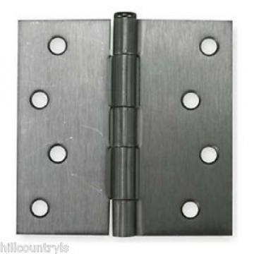 1WAE4 Battalion Door Hinges, Full Mortise, Plain Bearing - 4&#034;X4&#034; - 2 PK- Nickel