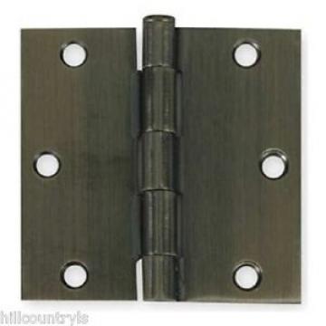 1WAB7 BATTALION Door Hinges, Full Mortise, Plain Bearing-3.5&#034;X3.5&#034;-2 Pack- Brass