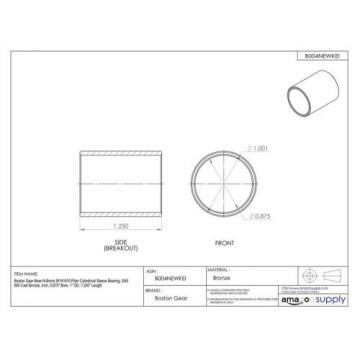 Boston Gear Bear-N-Bronz M141610 Plain Cylindrical Sleeve Bearing, SAE 660 Cast