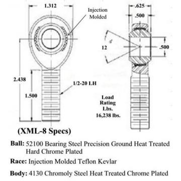 CHROMOLY 4 LINK 1/2 x 1/2-20 ROD END KIT WITH BUNGS .065 HEIM JOINTS