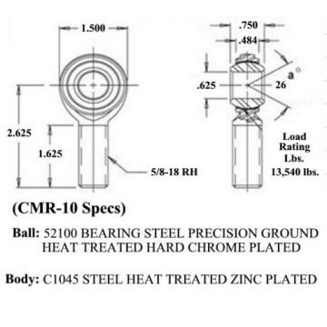 ECONOMY 4 LINK 5/8 x 5/8-18 ROD END KIT WITH BUNGS .095 HEIM JOINTS