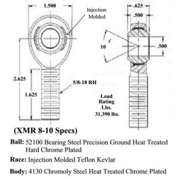 CHROMOLY 4 LINK KIT 1/2 x 5/8-18 HEIM JOINT 1/2 ALUMINUM CONE SPACERS ROD ENDS