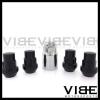 M12X1.5 12X1.5 EXT ACORN BLACK WHEEL LUG NUT LOCKS SET OF 4 WITH KEY