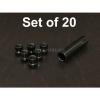 20pc 12x1.5 Spline Black Lug Nuts w/ Key (Cone Seat) Short Open End Locking