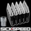 SICKSPEED 20 PC BLACK/POLISHED SPIKED ALUMINUM 60MM LOCKING LUG NUTS 12X1.25 L12