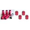 WORK Open End Racing Lock Nuts 12x1.5 And 4pcs Air Valve Caps Red Value Set