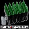 24 BLACK/GREEN SPIKED ALUMINUM EXTENDED 60MM LOCKING LUG NUTS WHEELS 12X1.5 L18