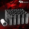 20X RACING RIM EXTENDED ACORN TUNER  WHEEL LOCK LUG NUTS+1X ADAPTER KEY BLACK