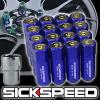 SICKSPEED 16 PC BLUE/24K GOLD CAPS ALUMINUM 60MM LOCKING LUG NUTS 12X1.25 L11