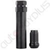 20 X BLACK  SPLINE TUNER RACING LUG NUTS AND 2 LOCK KEYS M12X1.5|1.38 Inch Tall