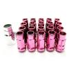 Z RACING PINK STEEL 16 + 4 LOCKS LUG NUTS 12X1.5MM OPEN EXTENDED 17MM KEY TUNER