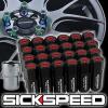 24 BLACK/RED CAPPED ALUMINUM EXTENDED 60MM LOCKING LUG NUTS WHEELS 12X1.5 L18