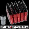 SICKSPEED 20 RED/BLACK SPIKED ALUMINUM 60MM LOCKING LUG NUTS WHEELS 12X1.25 L12