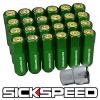 SICKSPEED 24 PC GREEN/24K GOLD CAPPED EXTENDED 60MM LOCKING LUG NUTS 1/2x20 L23