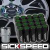 SICKSPEED 20 PC BLACK/GREEN CAPS ALUMINUM 60MM LOCKING LUG NUTS 12X1.25 L12