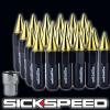 24 BLACK/24K GOLD SPIKED ALUMINUM EXTENDED LOCKING 60MM LUG NUTS 12X1.5 L18