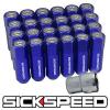 SICKSPEED 24 PC BLUE/POLISHED CAPPED EXTENDED 60MM LOCKING LUG NUTS 1/2x20 L23