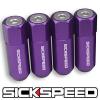 SICKSPEED 4 PC PURPLE/POLISHED CAPPED ALUMINUM EXTENDED LUG NUTS 1/2x20 L25