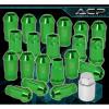 Universal M12X1.5Mm Locking Lug Nuts 20Pc Vip Extended Aluminum Anodized Green