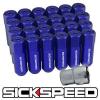 SICKSPEED 24 PC BLUE CAPPED ALUMINUM EXTENDED 60MM LOCKING LUG NUTS 1/2x20 L23