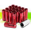 20PC M12 X 1.5 EXTENDED ALUMINUM LUG NUT/WHEEL RIM LOCK+ADAPTER KEY RED