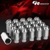 20X RACING RIM ACORN TUNER ALUMINUM WHEEL LOCK LUG NUTS + 1X ADAPTER KEY SILVER