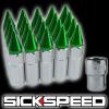 20 POLISH/GREEN SPIKED ALUMINUM EXTENDED 60MM LOCKING LUG NUTS WHEELS 12X1.5 L07