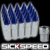 SICKSPEED 20 PC POLISHED/BLUE SPIKED ALUMINUM 60MM LOCKING LUG NUTS 12X1.25 L12